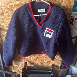 Fila Navy and Red Sherpa Sweatshirt